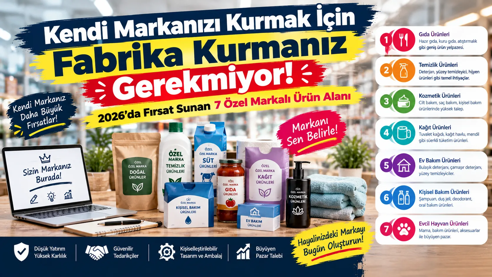 Kendi Markanızı Kurmak İçin Fabrika Kurmanız Gerekmiyor! 2026’da Fırsat Sunan 7 Özel Markalı Ürün Alanı